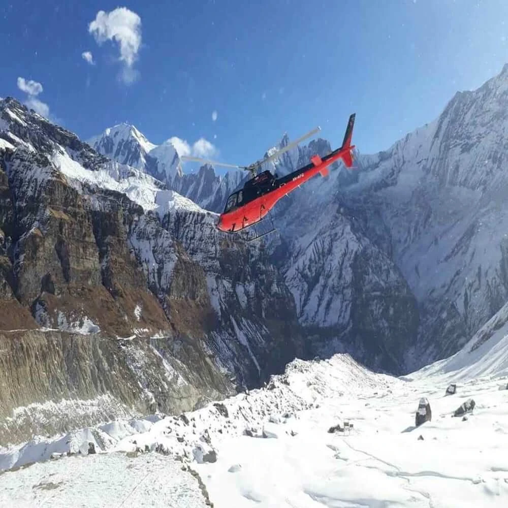 Helicopter return trek